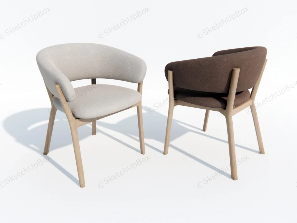 Fabric Tub Dining Chairs sketchup model preview - SketchupBox