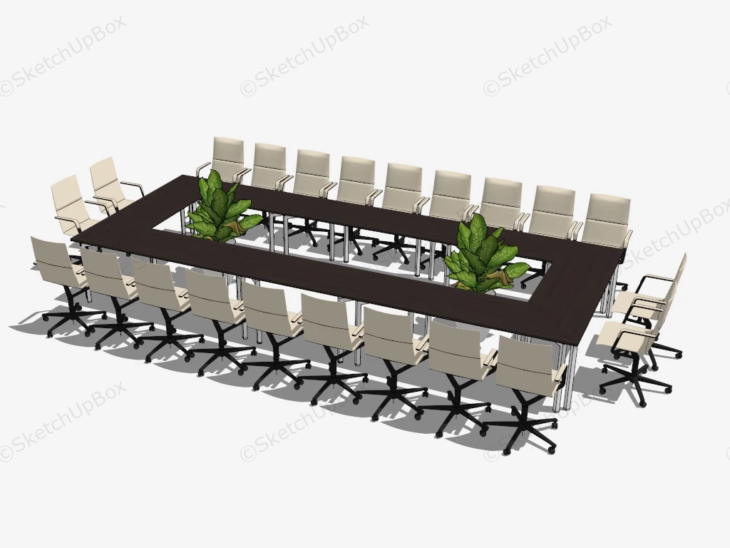 Conference Room Table And Chairs Set sketchup model preview - SketchupBox