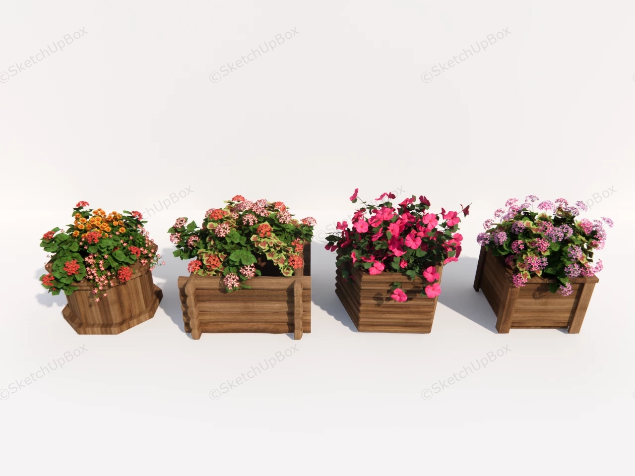 Wood Raised Planter Boxes sketchup model preview - SketchupBox