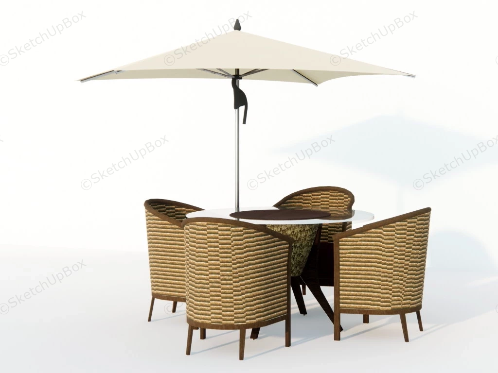 Wicker Rattan Patio Dining Set sketchup model preview - SketchupBox