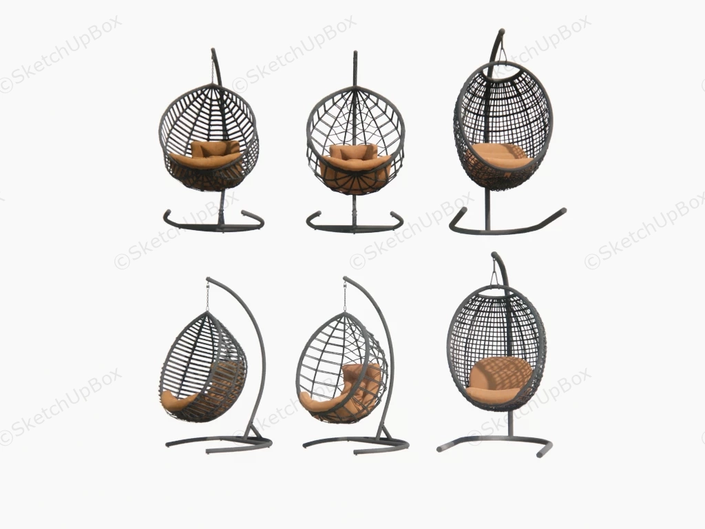Hanging Egg Swing Chair Collection sketchup model preview - SketchupBox