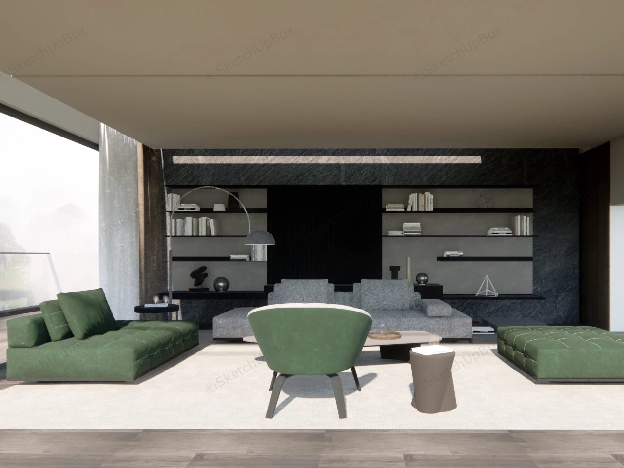 Modern Living Room Idea sketchup model preview - SketchupBox