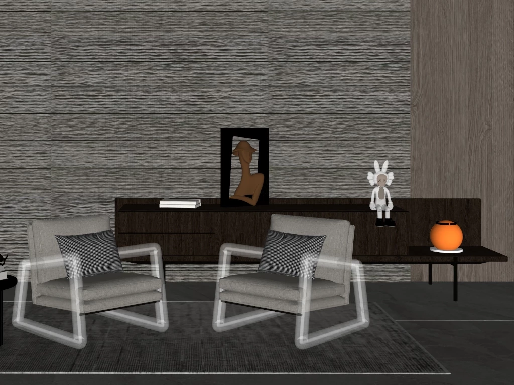 Grey Living Room Idea sketchup model preview - SketchupBox