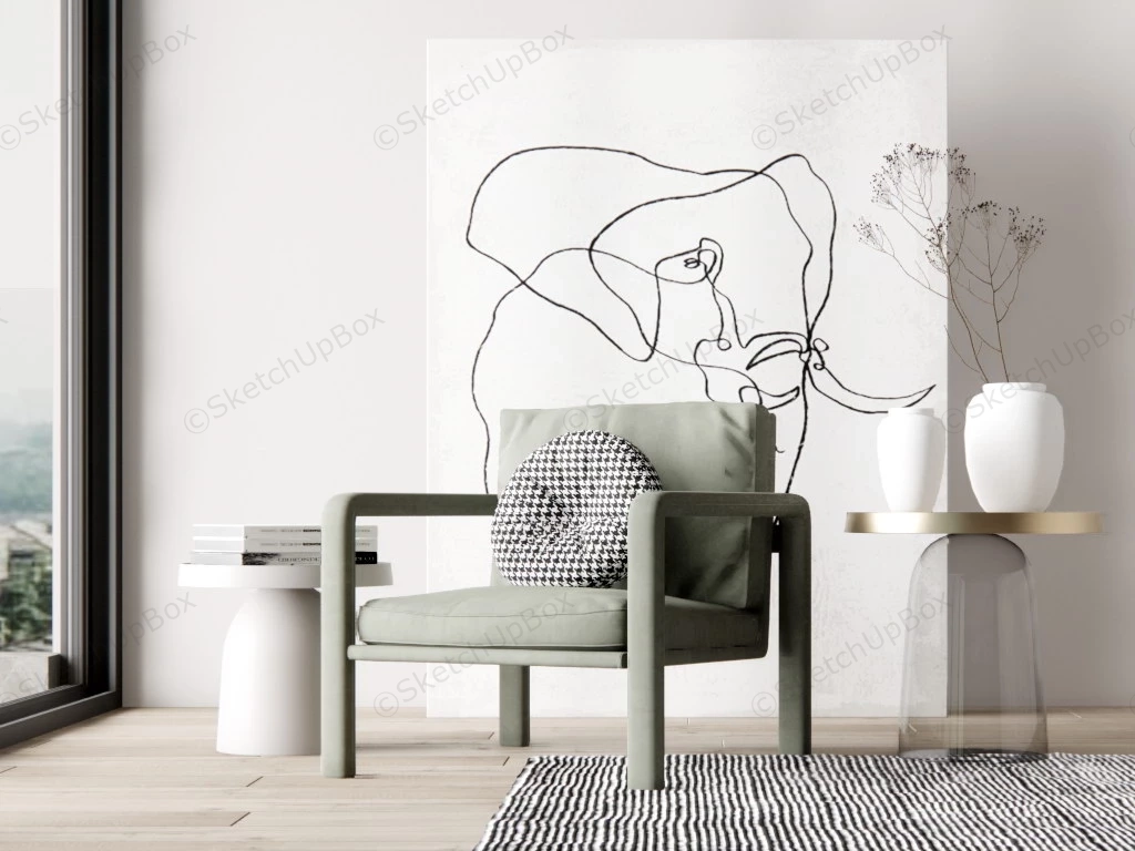 Accent Chair And Table Set sketchup model preview - SketchupBox