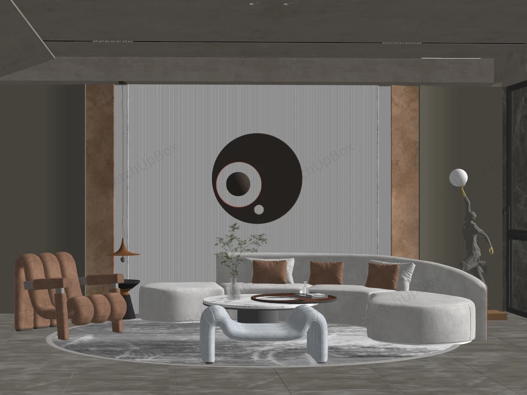 Living Room Postmodern Interior Design sketchup model preview - SketchupBox