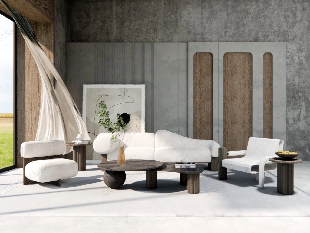 Wabi Sabi Living Room Idea sketchup model preview - SketchupBox