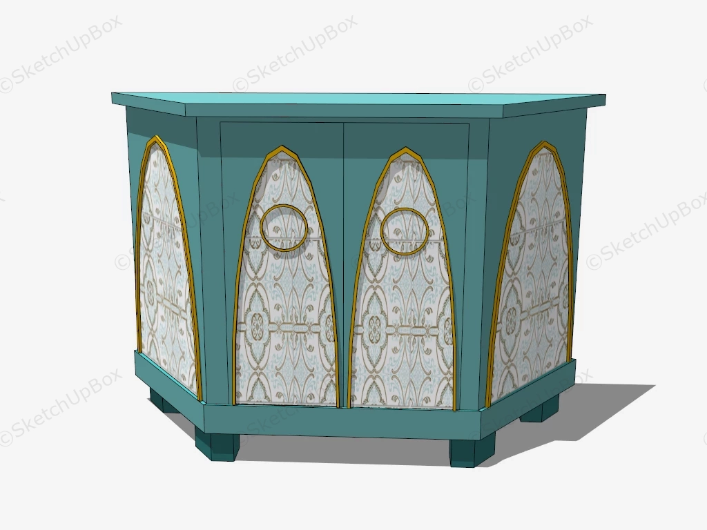 Blue Console Cabinet sketchup model preview - SketchupBox