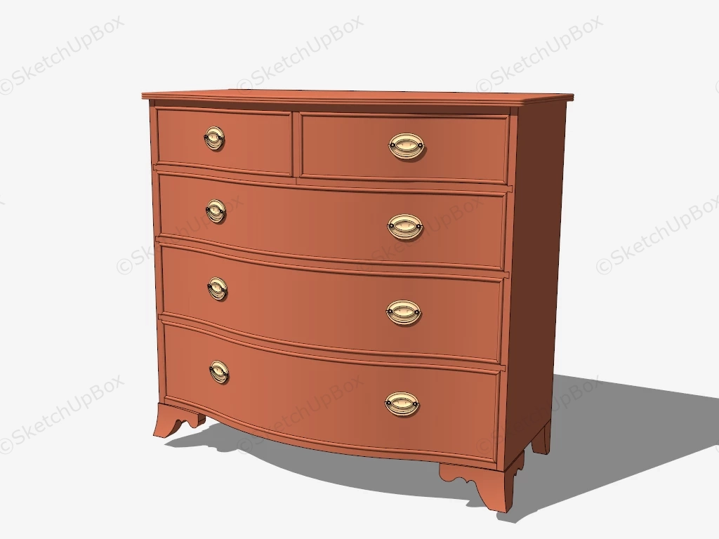 Vintage Mid Century Dresser sketchup model preview - SketchupBox