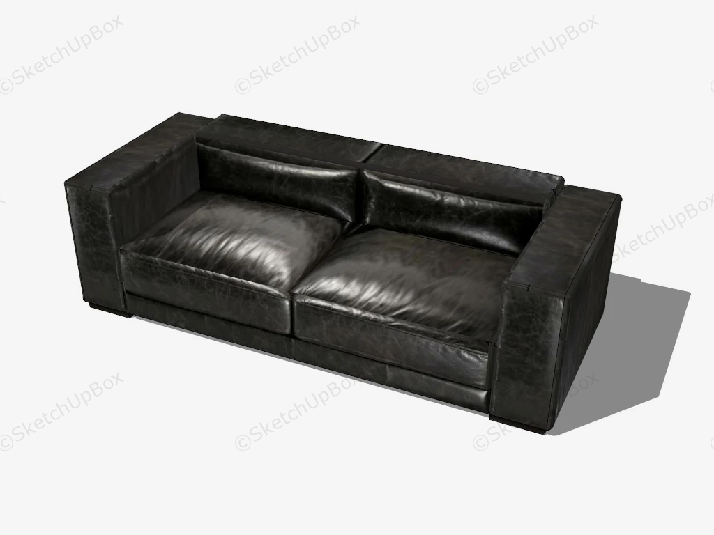 Black Leather Loveseat sketchup model preview - SketchupBox