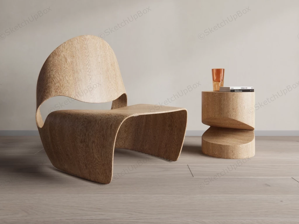 Creative Wood Chair And Table sketchup model preview - SketchupBox