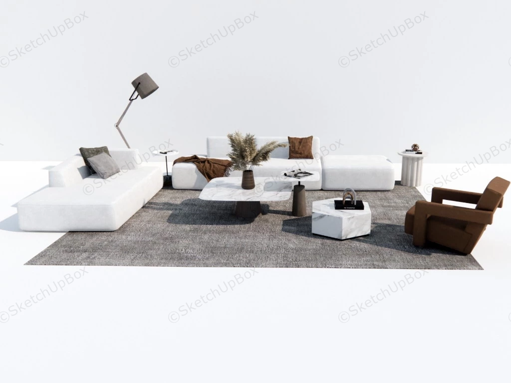 Contemporary Living Room Furniture Set sketchup model preview - SketchupBox