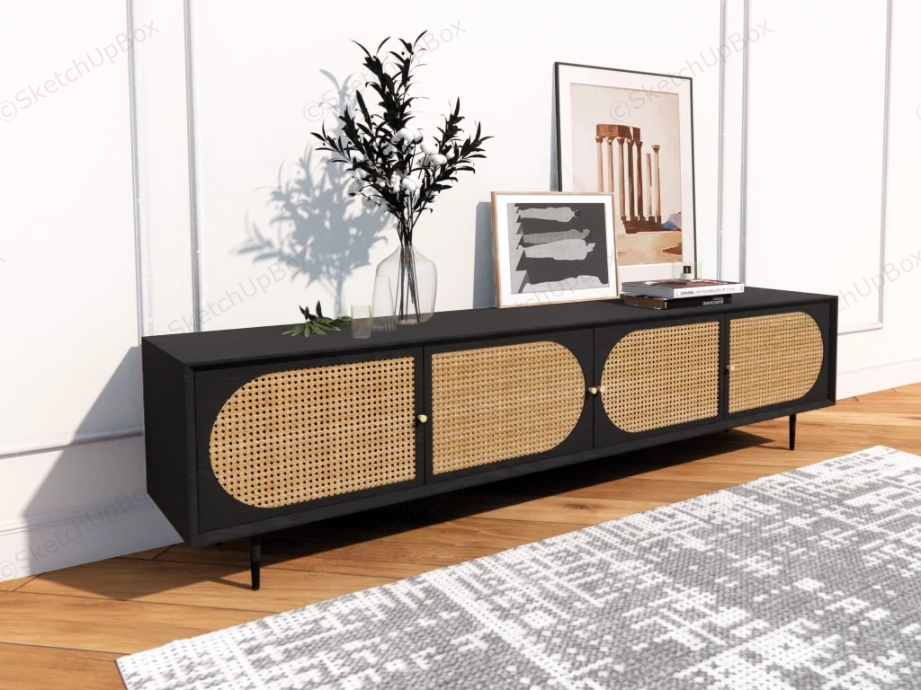 Black Tv Console Cabinet sketchup model preview - SketchupBox