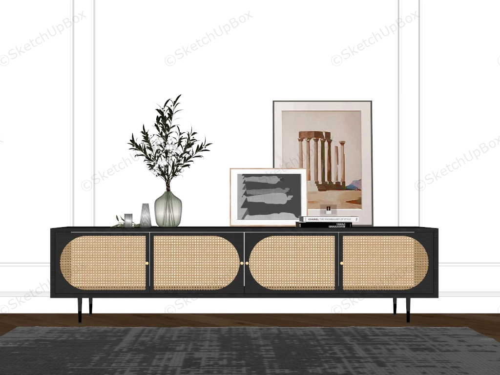 Black Tv Console Cabinet sketchup model preview - SketchupBox