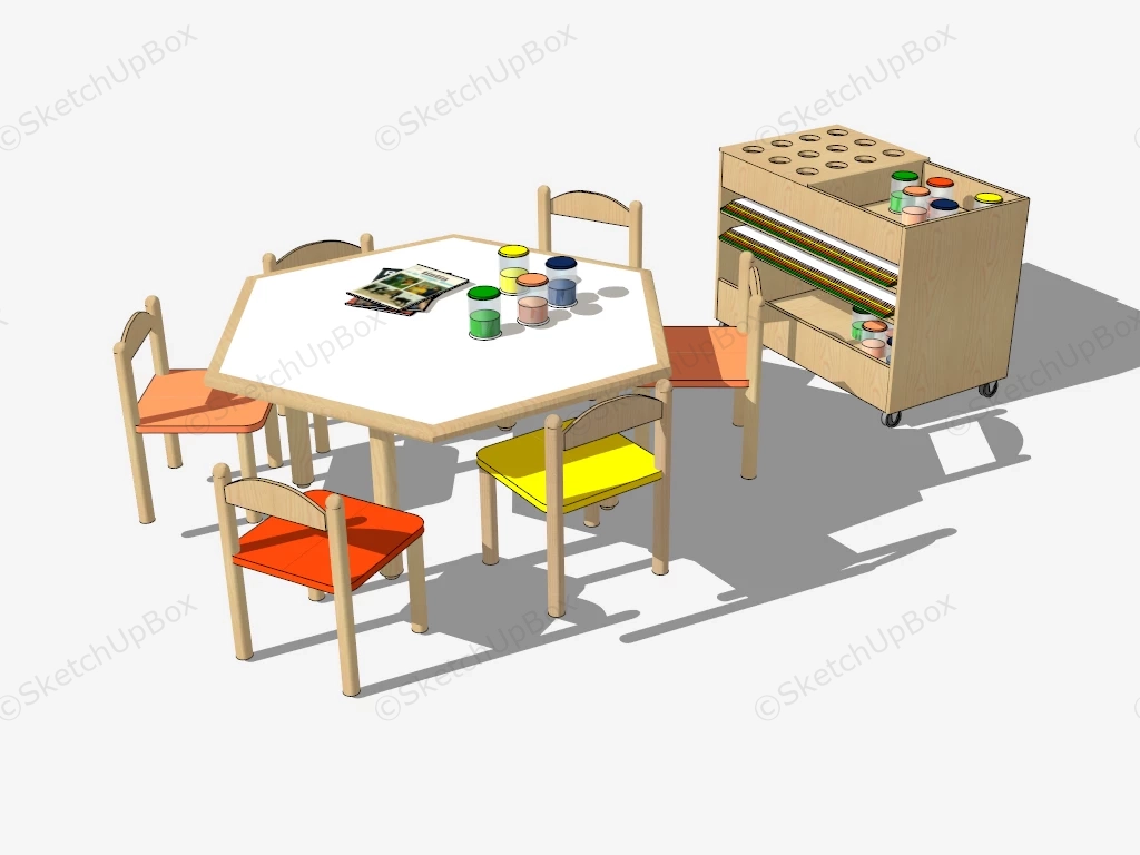 Kids Craft Table And Chairs sketchup model preview - SketchupBox