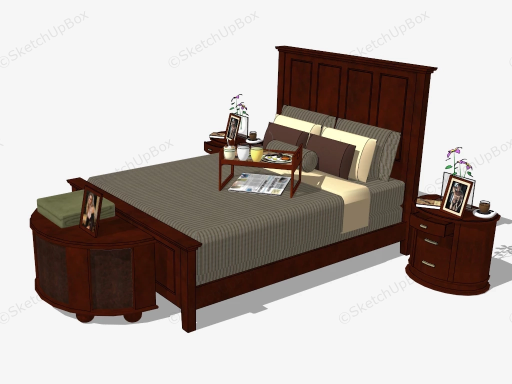 American Style Bedroom Furniture sketchup model preview - SketchupBox