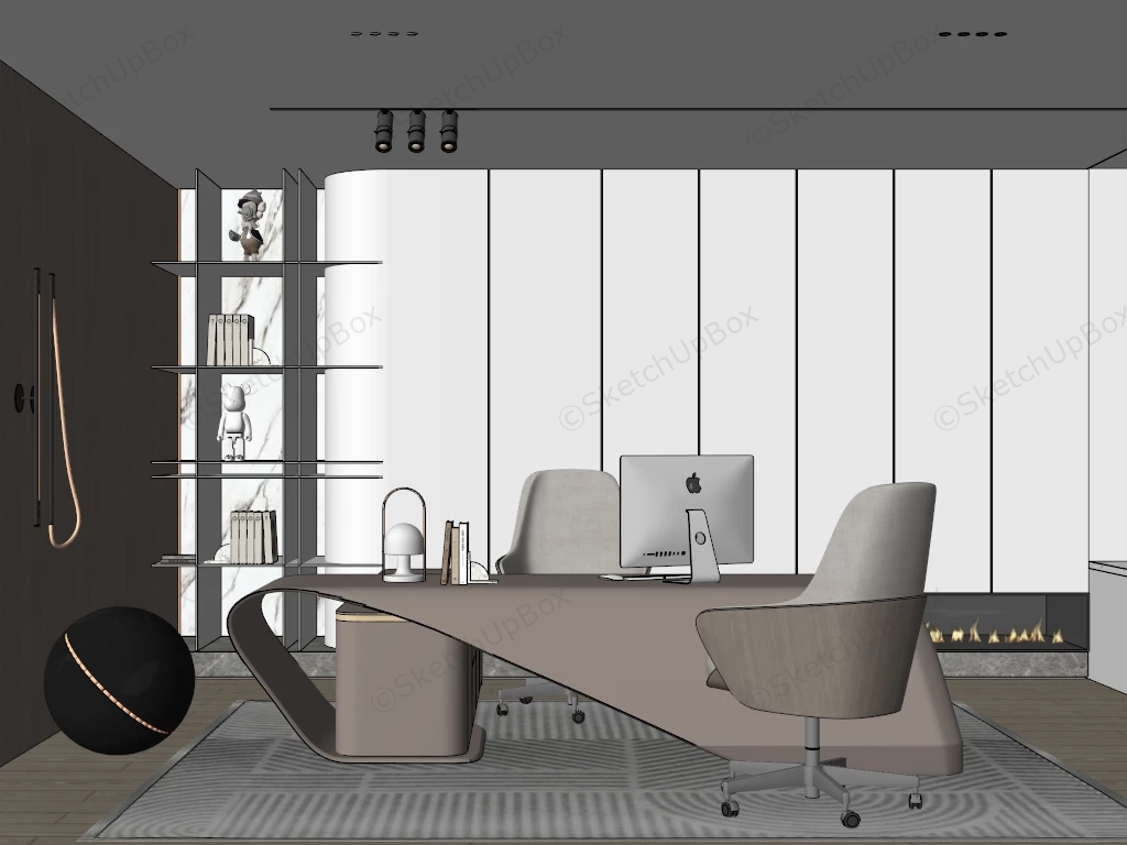 Modern Home Office Design sketchup model preview - SketchupBox