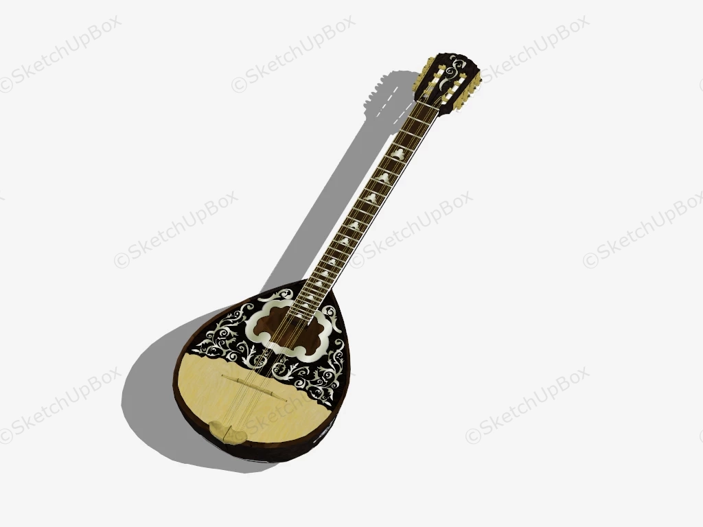 8 Strings Greek Bouzouki String Musical Instrument sketchup model preview - SketchupBox
