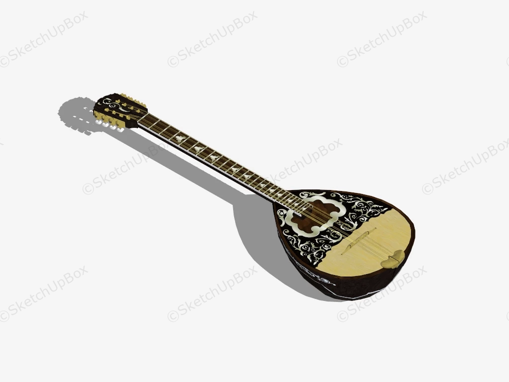 8 Strings Greek Bouzouki String Musical Instrument sketchup model preview - SketchupBox