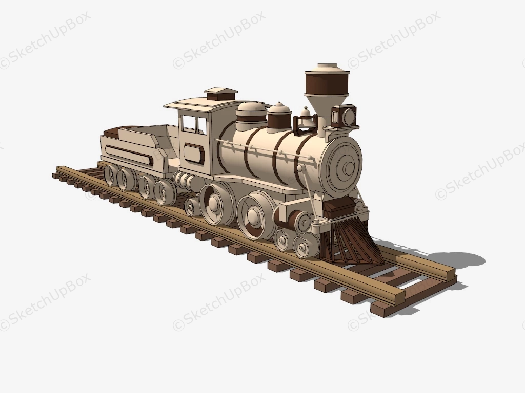 Wooden Toy Locomotive sketchup model preview - SketchupBox