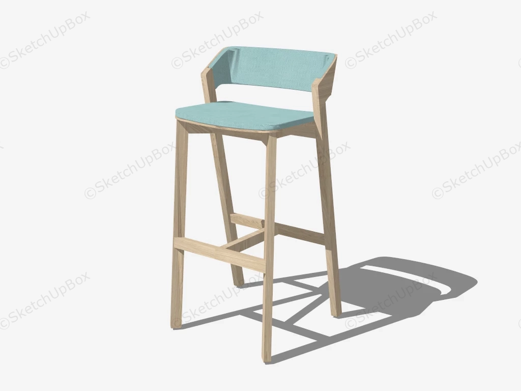 Wooden Kitchen Stool With Back sketchup model preview - SketchupBox