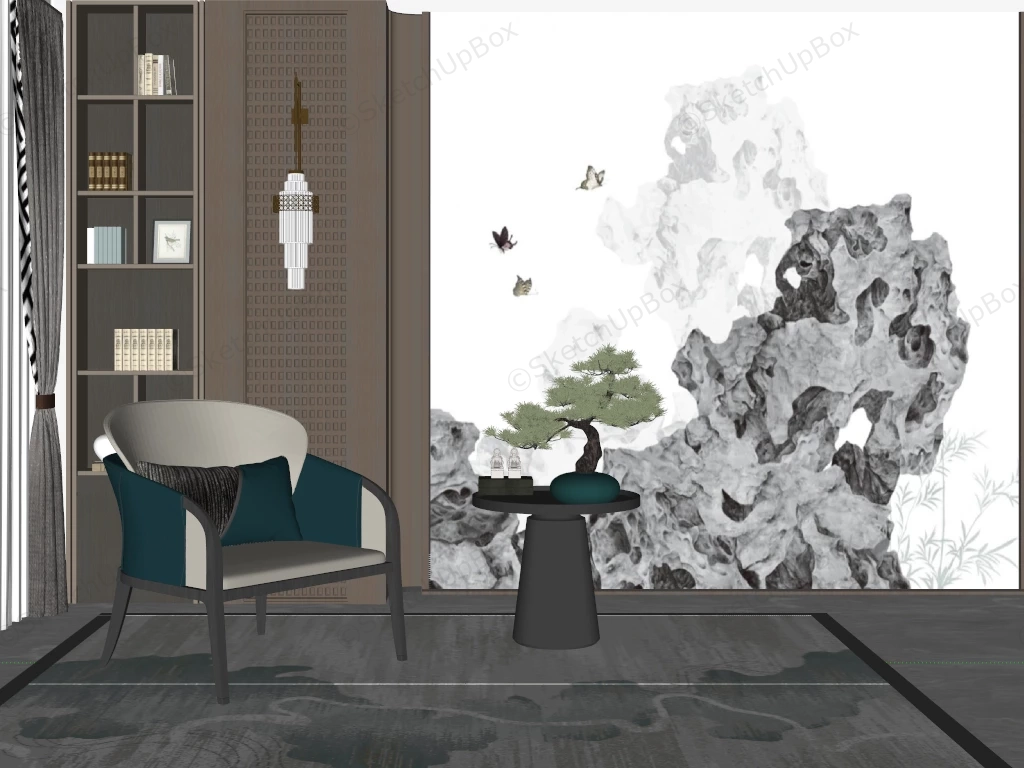 Asian Wall Accent Idea sketchup model preview - SketchupBox