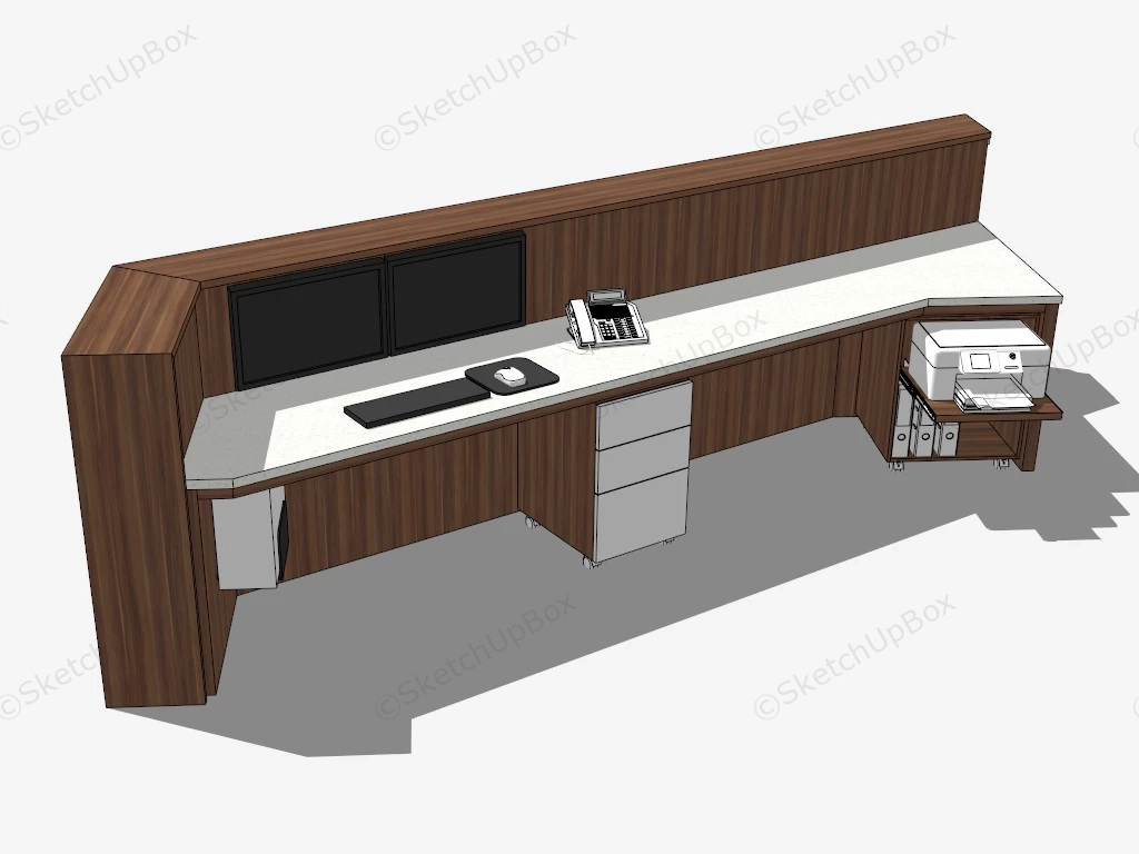 Marble And Wood Reception Desk sketchup model preview - SketchupBox