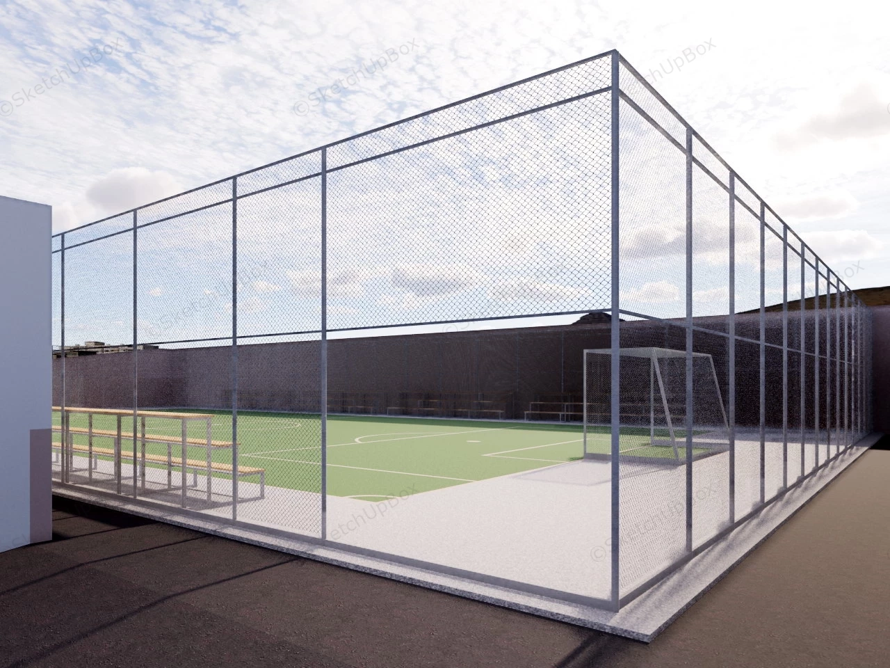 Rooftop Basketball Court And Soccer Field sketchup model preview - SketchupBox