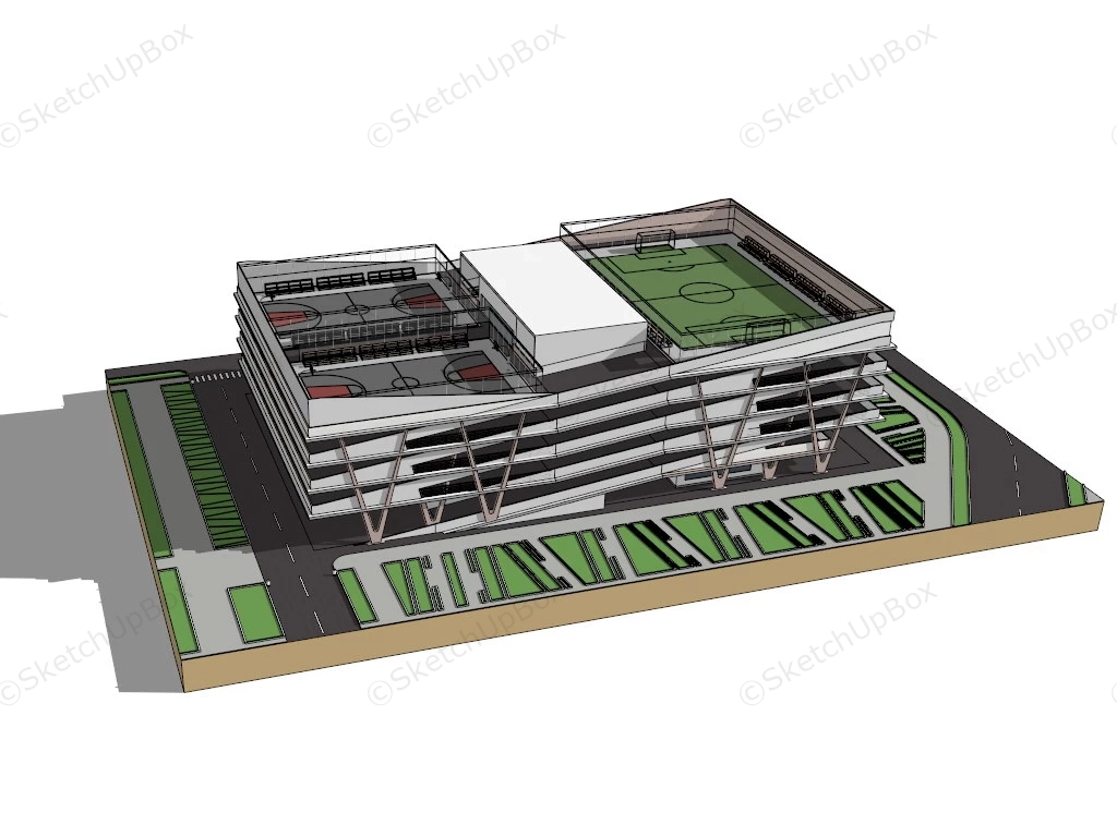 Rooftop Basketball Court And Soccer Field sketchup model preview - SketchupBox