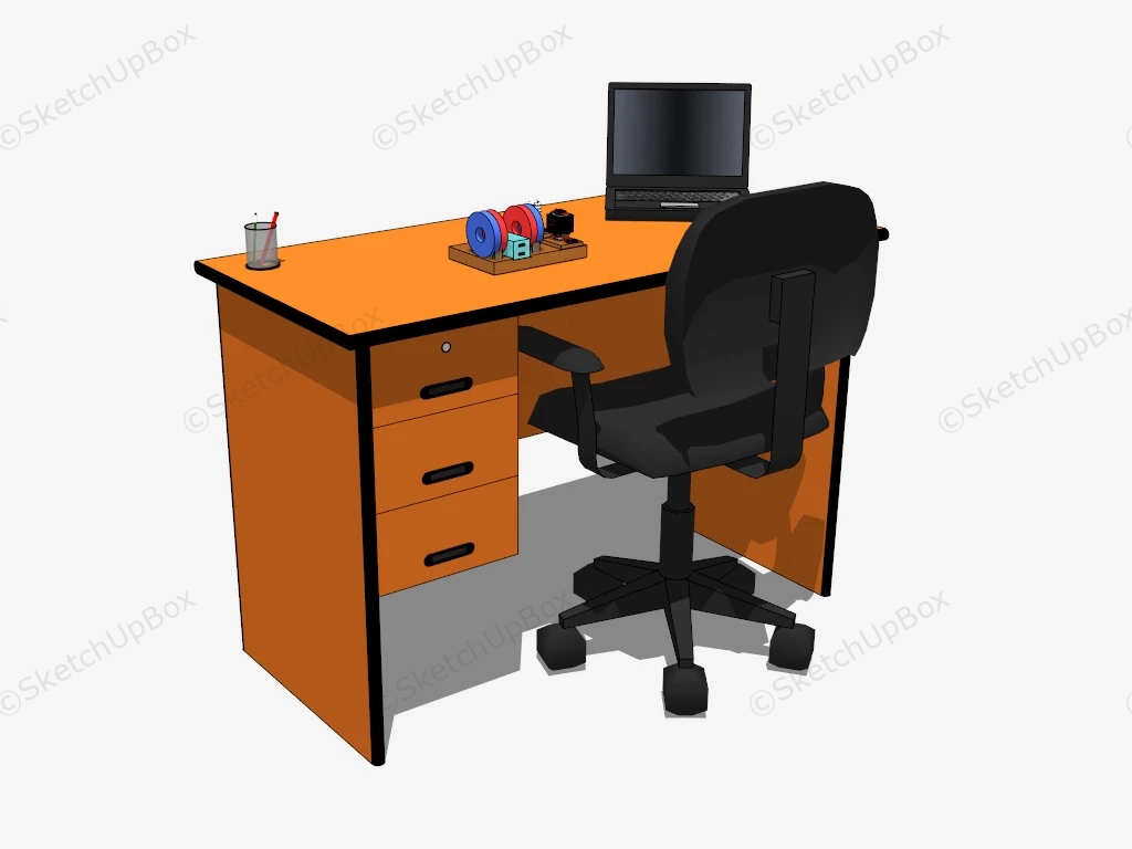 Wood Computer Desk For Home Office sketchup model preview - SketchupBox