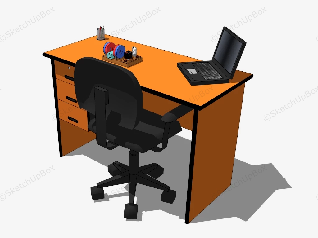 Wood Computer Desk For Home Office sketchup model preview - SketchupBox