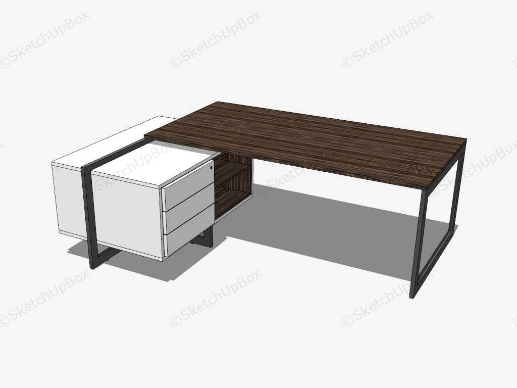 L Shaped Office Desk With Storage sketchup model preview - SketchupBox