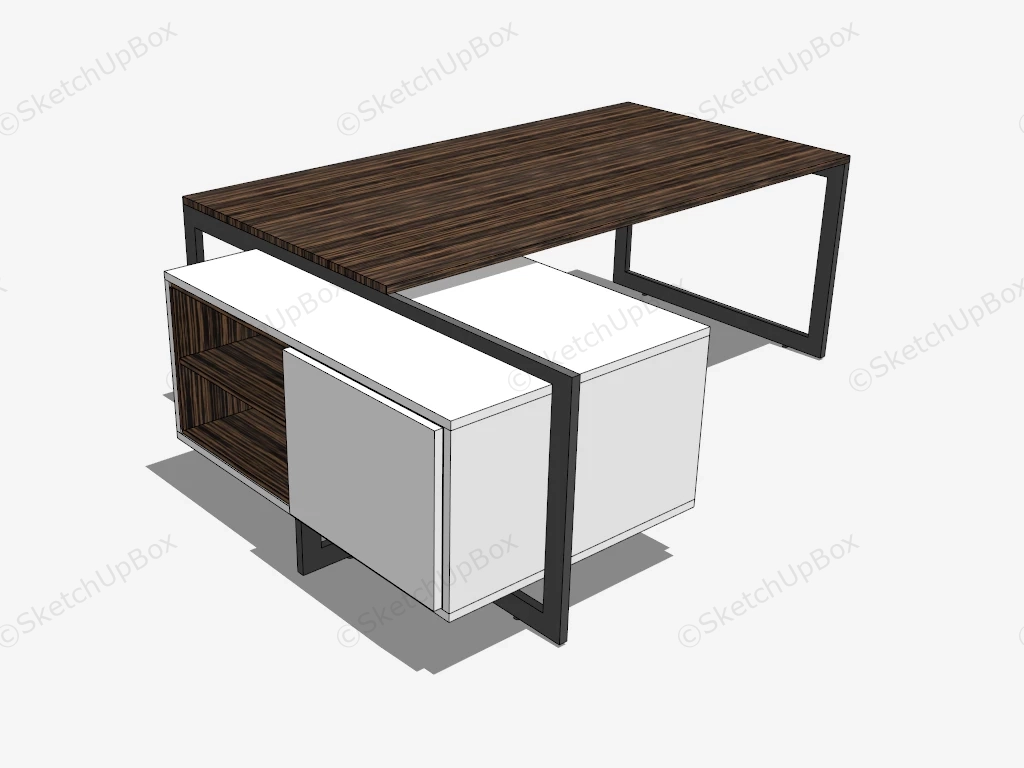 L Shaped Office Desk With Storage sketchup model preview - SketchupBox