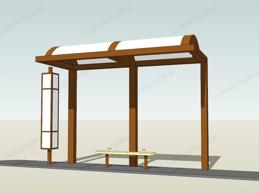 Small Bus Shelter sketchup model preview - SketchupBox