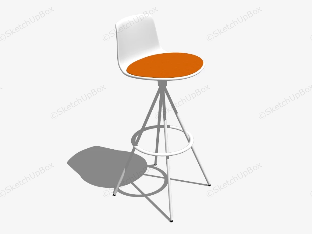 White Round Bar Stool With Back sketchup model preview - SketchupBox