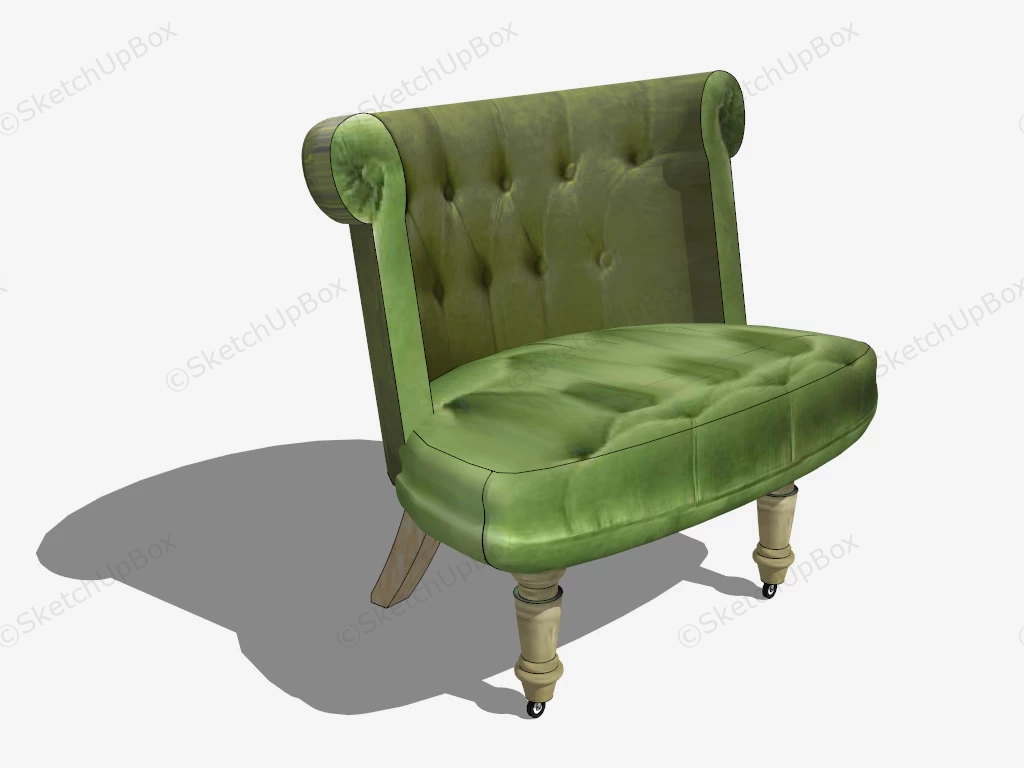Tufted Wingback Chair sketchup model preview - SketchupBox