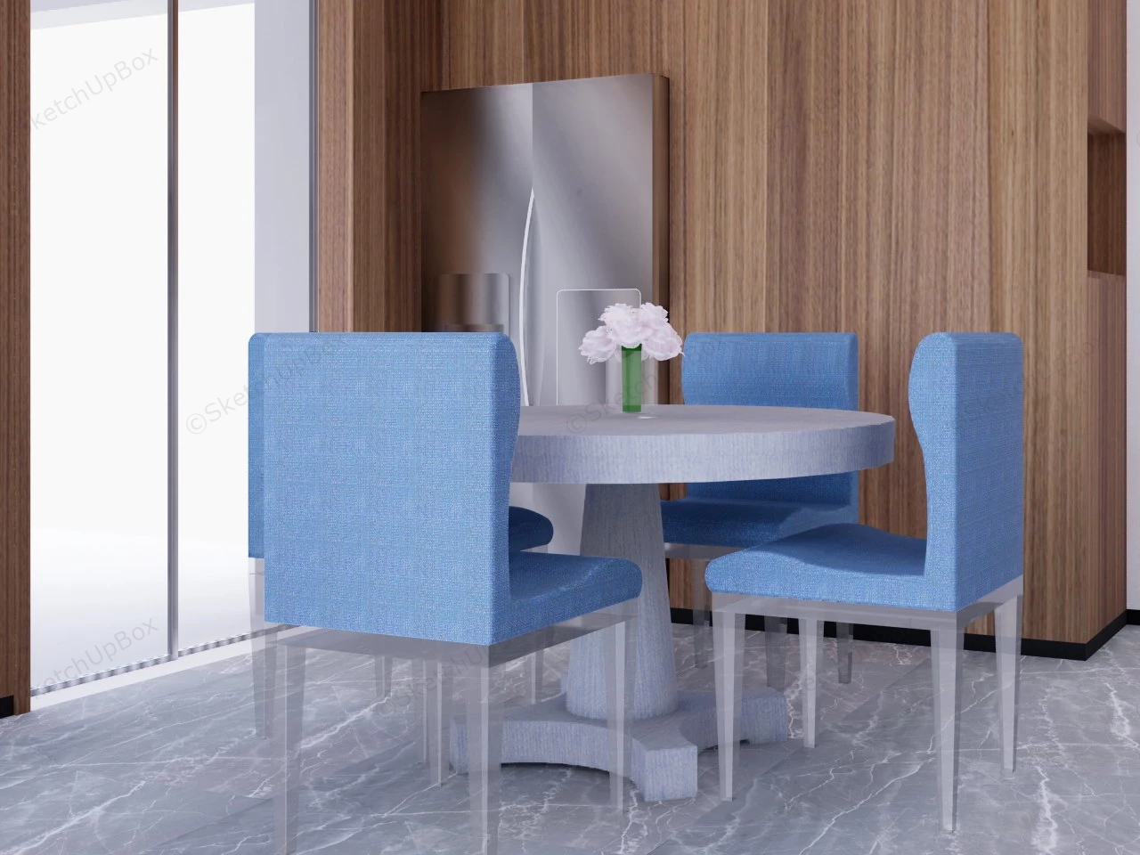 Living Room With Dining Table Idea sketchup model preview - SketchupBox