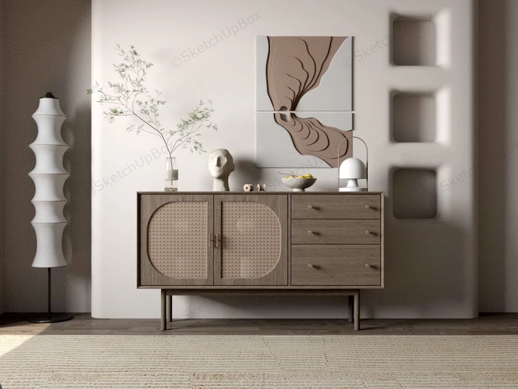 Wabi Sabi Style Accent Cabinet sketchup model preview - SketchupBox