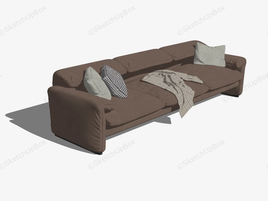 Tan Leather Sectional Sofa sketchup model preview - SketchupBox