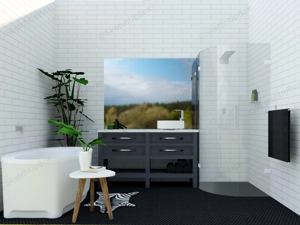 Small Bathroom With Shower And Bathtub sketchup model preview - SketchupBox