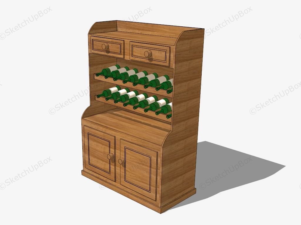 Wooden Wine Rack Cabinet sketchup model preview - SketchupBox