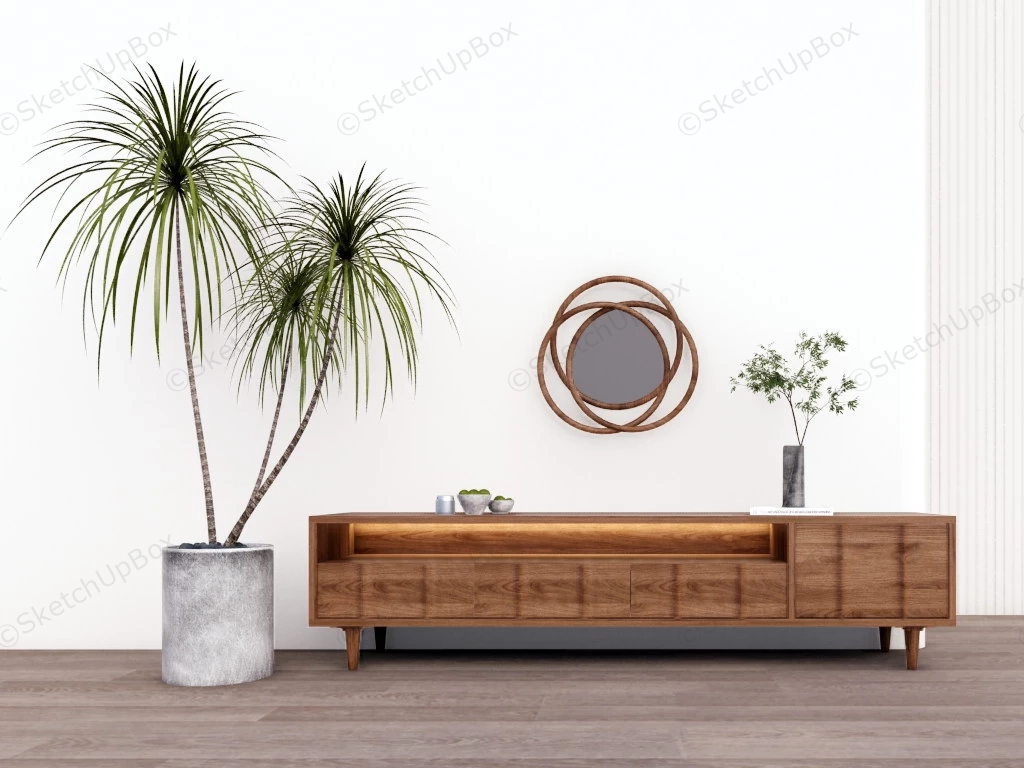 Low Media Console Cabinet sketchup model preview - SketchupBox