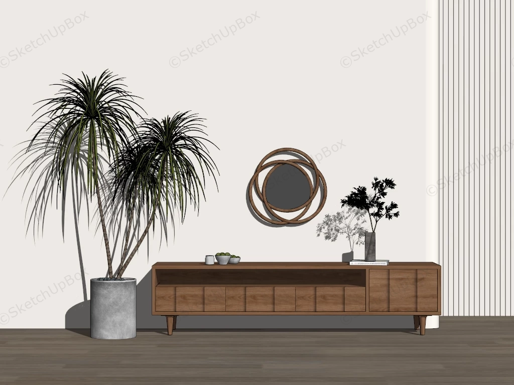Low Media Console Cabinet sketchup model preview - SketchupBox