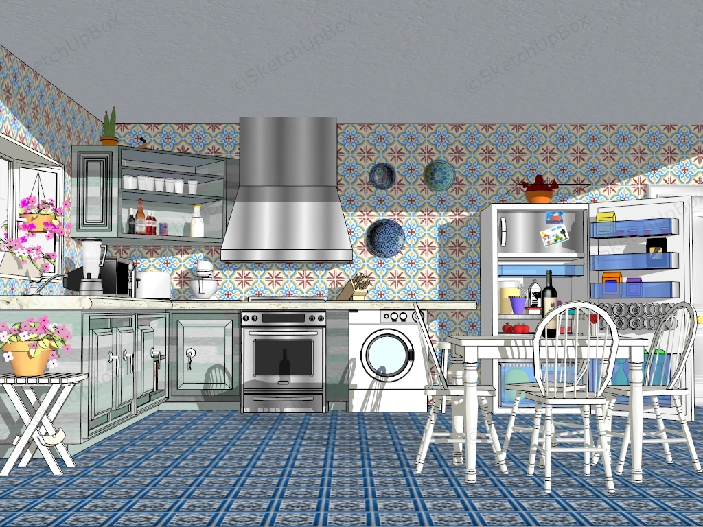 Mediterranean Style Kitchen Idea sketchup model preview - SketchupBox