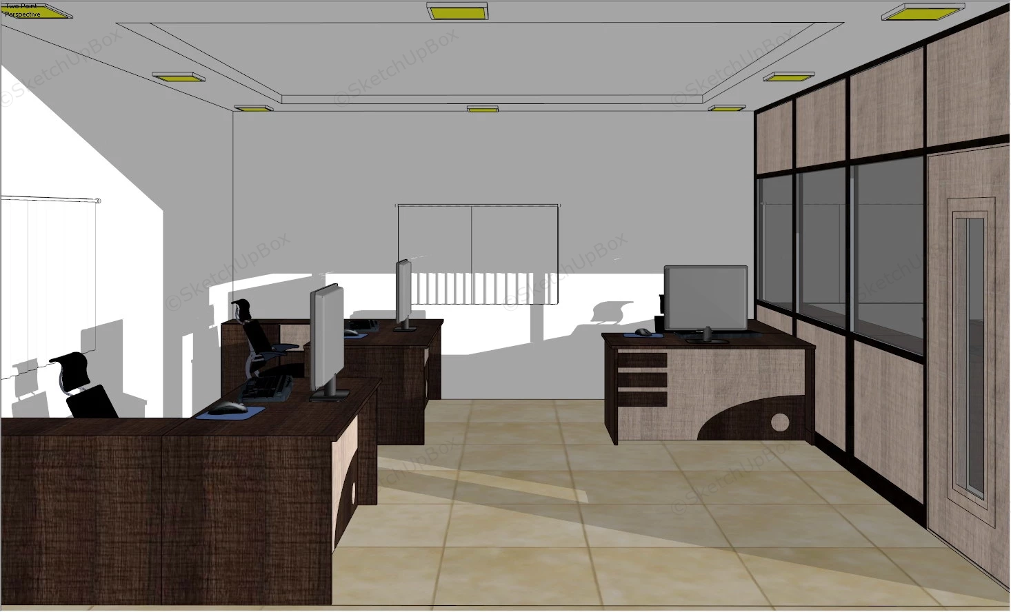 Traditional Office Space Design Idea sketchup model preview - SketchupBox