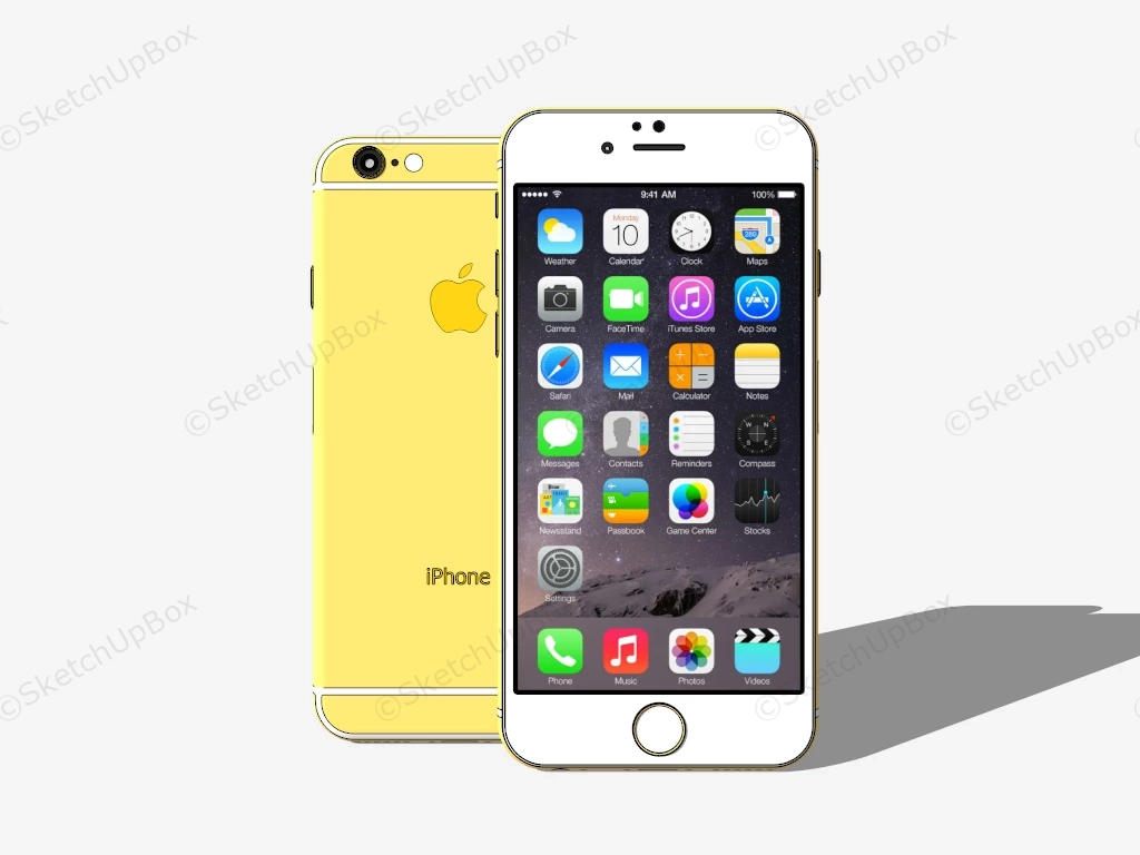 IPhone 5 Yellow sketchup model preview - SketchupBox