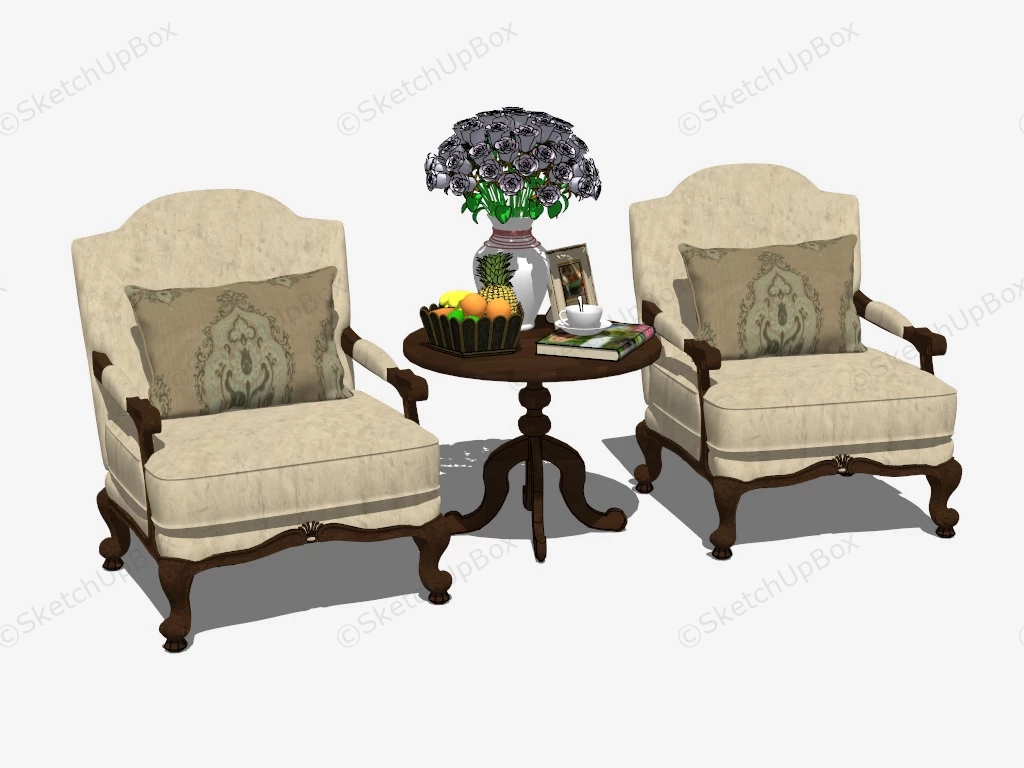 Accent Chair And Table Set sketchup model preview - SketchupBox