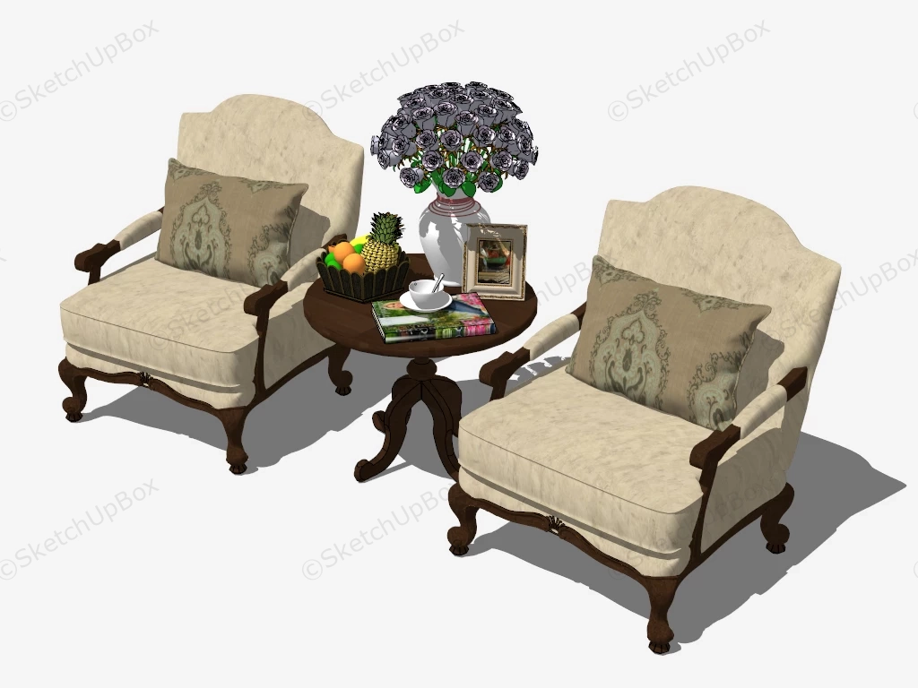 Accent Chair And Table Set sketchup model preview - SketchupBox