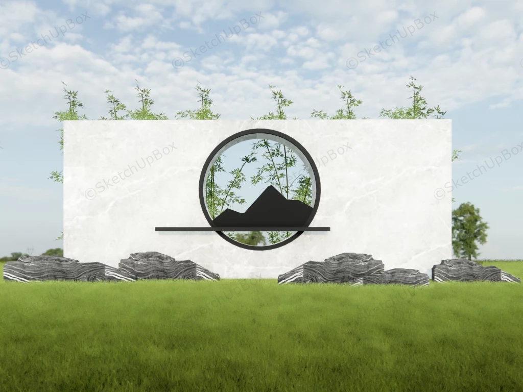 Zen Garden Moon Wall sketchup model preview - SketchupBox