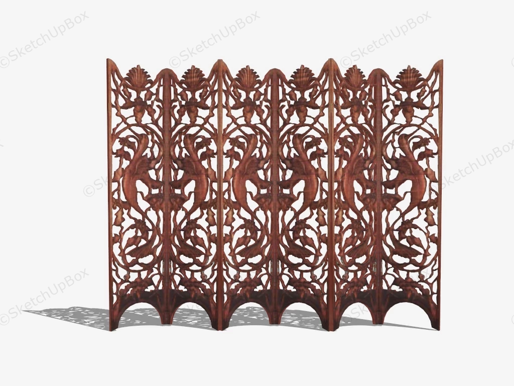 Carved 6 Panel Room Divider sketchup model preview - SketchupBox