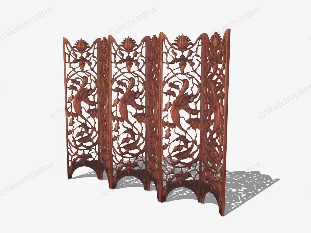 Carved 6 Panel Room Divider sketchup model preview - SketchupBox